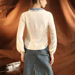 Kazo White Crepe Embellished Shirt image 2