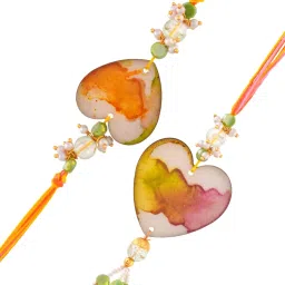 Aapno Rajasthan Heart Shaped Resin Work Bhaiya Bhabhi Rakhi image 2