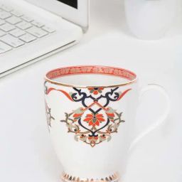 Fabindia Home Jodha Red & White Ceramic Mug (380ml)-picture-3
