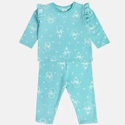 Miniklub Girls Blue Regular Fit Knitted Top And Bottom-image-1