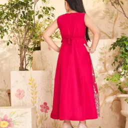 Aarika Girls Pink Embroidered Gown with Unstiched Sleeves image 2