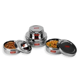 Sumeet Silver Stainless Steel 4 Containers with Lid image 2