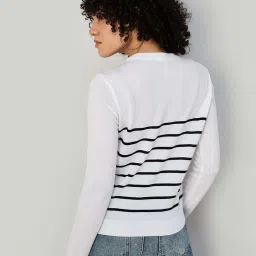 Fame Forever by Lifestyle White Striped Sweater image 2