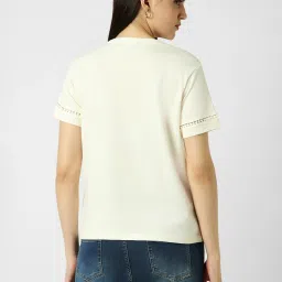 Van Heusen Cream Cotton Regular Fit Top image 2