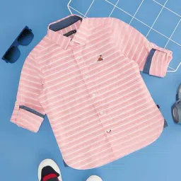 Pantaloons Junior Kids Peach Cotton Striped Full Sleeves Shirt-picture-21