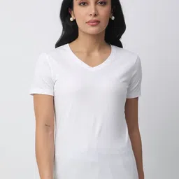 R&B Women Solid V-Neck T-shirt-picture-34