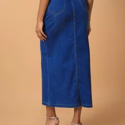 showoffff SHOWOFF Blue Midi Skirt With Belt image 2