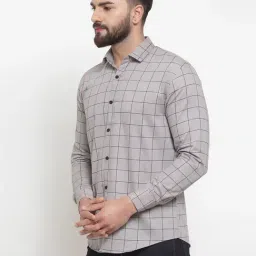 Jainish Grey Cotton Regular Fit Checks Shirt image 3