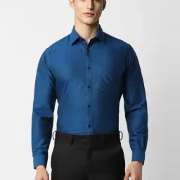 Van Heusen Blue Cotton Regular Fit Texture Shirt-picture-18