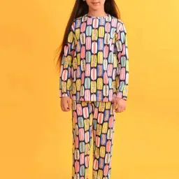 Anthrilo Kids Blue Cotton Printed Full Sleeves T-Shirt & Trouser-picture-16