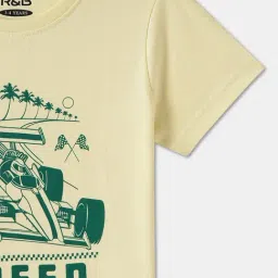 R&B Boys Lime Cotton Graphic Print T-Shirt image 3