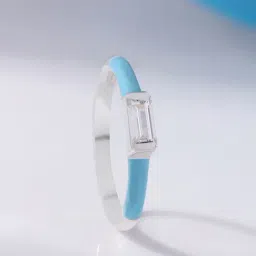 Ornate Jewels 925 Silver Baguette White American Diamond Enamel Ring for Women-image-69