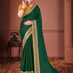 Saree Mall Green Silk Zari Saree with Blouse Piece-picture-20