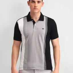 Arrow Sport Black Cotton Regular Fit Striped Polo T-Shirt-picture-17