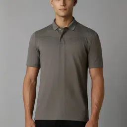 Louis Philippe Grey Cotton Regular Fit Printed Polo T-Shirt-picture-10