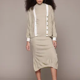 The Roadster Lifestyle Co. Ribbed Jumper Midi Dress with Cardigan-picture-22