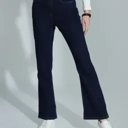 High Star Dark Blue Flared Fit High Rise Jeans-picture-16