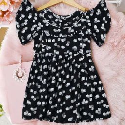 Bella Moda Girls Black Cotton Printed Casual Dresses-picture-18