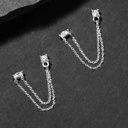 Accessorize London 925 Silver Hallmark CZ Sparkle Chain Ear Cuff for Women-image-9