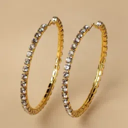 Sohi Women's Maxi Crystal Hoop Earrings  Silver-picture-14