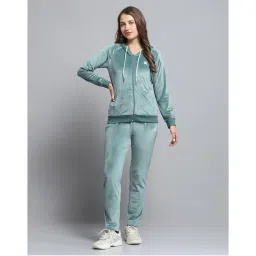 Rock.it Women Solid Green Hooded Neck Full Sleeve Hoodie With Track Pant-picture-12