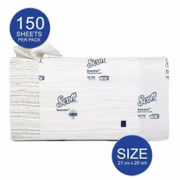 SCOTT Multifold Hand Towels Paper White 1 Ply 21x20 cm, 32152 (Pack of 40 Packets) image 2