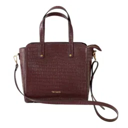 THE GUSTO Mini Beyond Plus Croco Wine Handbag with Detachable Strap (M) image 2