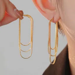 Amalfa Classic Gold-Plated Stainless Steel Drop Earrings image 3