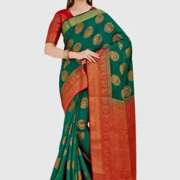 Mimosa Green Zari Work Kanjivaram Saree With Blouse-image-48