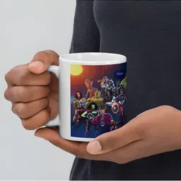 Mr UVD White & Black Cartoon Characters Printed Ceramic Glossy Mug -350 ml image 4