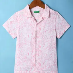 UCB Viscose Woven Half Sleeves Printed Shirt - Light Pink-picture-18