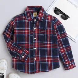 Aww Hunnie Woollen Full Sleeves Checked Shirt - Red-image-84