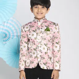 Vastramay Full Sleeves Floral Printed Jodhpuri Jacket - Pink-picture-18