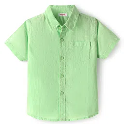Babyhug Linen Woven Half Sleeves Solid Color Shirt - Light Green-picture-26