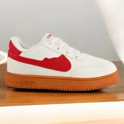 Lil Lollipop Colour Blocked Lace Tie Up Shoes - Off White & Red-picture-18