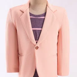 Rikidoos Full Sleeves Solid Textured Blazer With Striped Tee - Purple & Light Peach-picture-18