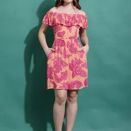 DEBONATELLA Womens Off-Shoulder Crepe Sheath Dress-image-6