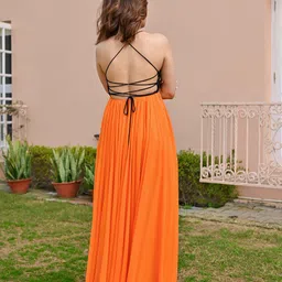 Ordinaree Women Colourblocked Twilight Backless Maxi Dress image 3