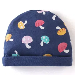 Babyhug 100% Cotton Cap Mittens And Booties With Mushroom Print Navy Blue - Diameter 9.5 cm image 2