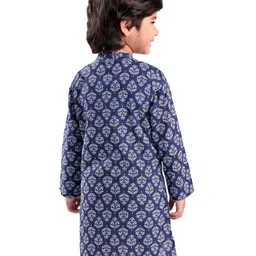 Babyhug 100% Cotton Woven Full Sleeves Kurta with Floral Print- Indigo image 2