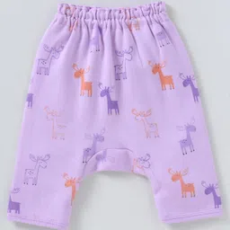 Simply Single Jersey Knit Full Length Diaper Leggings With Animals Print Pack Of 3 - Pink Lavender & Cream image 2