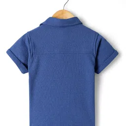 Little Kangaroos Cotton Woven Half Sleeves Solid Colour Shirt - Blue image 2