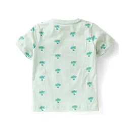Babyhug Single Jersey Cotton Knit Half Sleeves Tree Printed Night Suit - Sea Green image 3