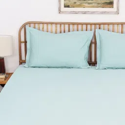 House This Blue Cotton 400 TC King Bedsheet Set 2.74 m x 2.74 m-picture-11