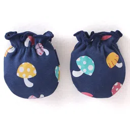 Babyhug 100% Cotton Cap Mittens And Booties With Mushroom Print Navy Blue - Diameter 9.5 cm image 5
