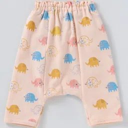 Simply Single Jersey Knit Full Length Diaper Leggings With Animals Print Pack Of 3 - Pink Lavender & Cream image 5