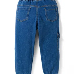 OLLINGTON ST. Knit Half Sleeves Printed T-Shirt & Stretchable Denim Joggers Set - Multicolor & Blue image 5