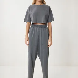Happiness istanbul Short Sleeves Pure Cotton Crop Top With Trousers image 5