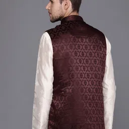 Manyavar Woven Design Nehru Jacket image 4