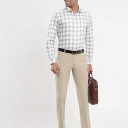 JadeBlue Beige Rayon Slim Fit Checked Trouser image 4